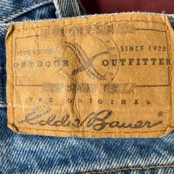 Eddie Bauer Mens blue Denim loose fit 100% cotton jeans made in USA size 38X32 - Picture 5 of 10